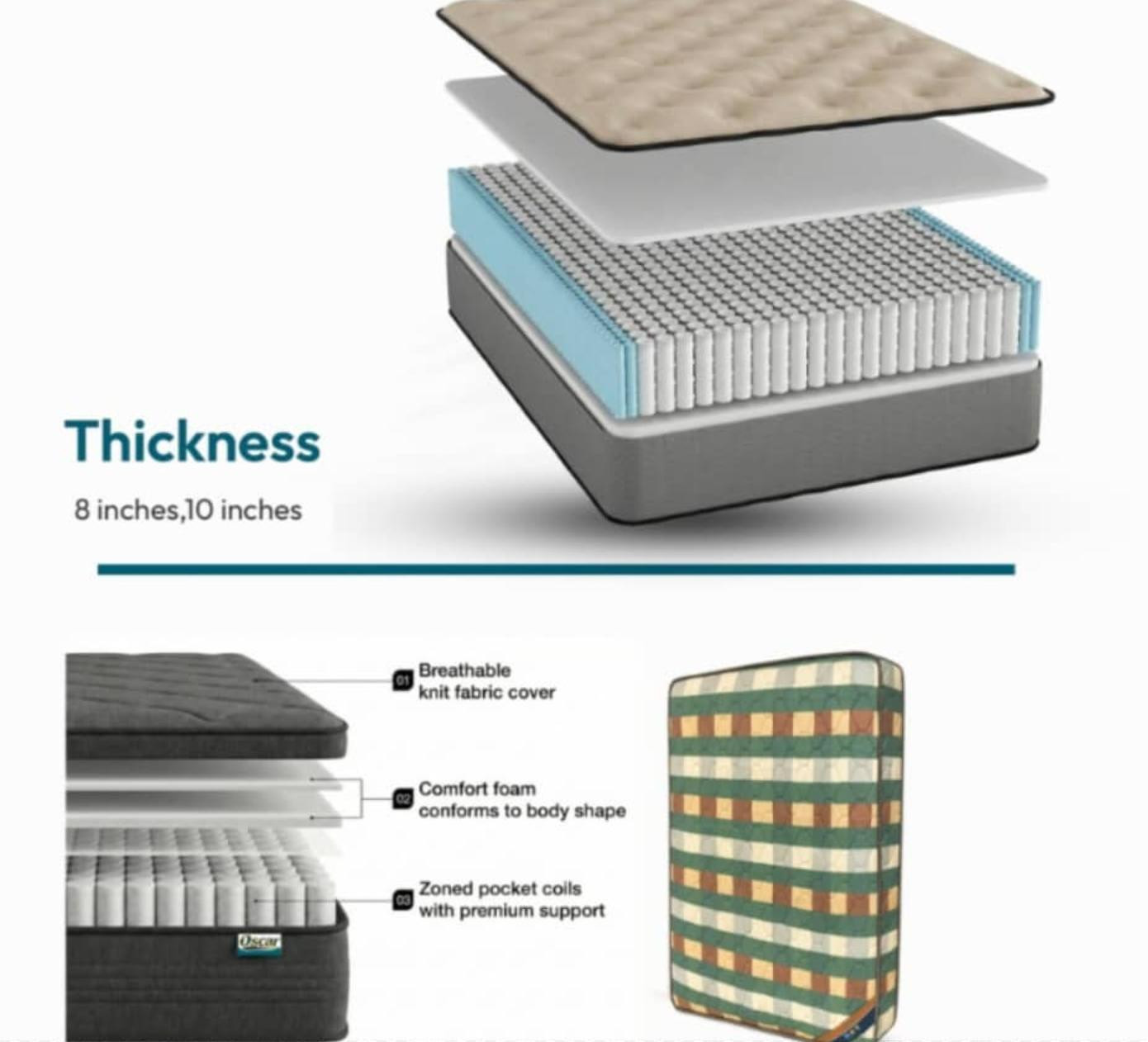 Asano Oscar Spring Mattress-OSM INNER SPRING (Inches=8,10 & 12) KING SIZE-84×75